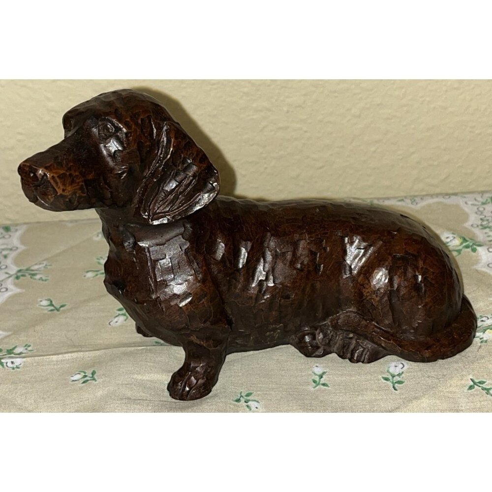 Dachshund Dog Figurine Red Mill 4.5" Brown Tough Guy Dog Red Mill Pecan Resin